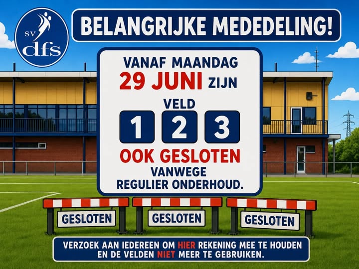 Velden gesloten